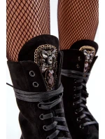 Kožené Boty S Bižuterií Černé Marxové