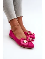 Dámské baleríny z ekologického semiše s mašlí a broží Fuksie Satris Dámské baleríny z ekologického semiše s mašlí a broží Fuksie Satris