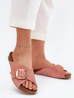 Kožené sandály se zlatou sponou Maciejka 07000-15 Růžové