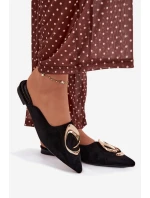 Dámské pantofle Mule s ozdobným zlatým detailem Černé Galvella