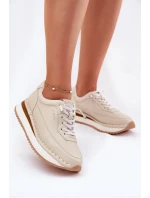 Dámské kožené tenisky na platformě Big Star – béžové
