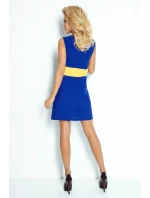 Dámské šaty BEE se žlutým pruhem v pase krátké modré - Modrá / XL - Numoco