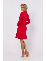 Dámské šaty se skládaným spodním lemem M752 Červená - MOE