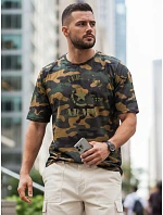Pánské tričko s potiskem v zeleném maskovacím vzoru FashionStreet NX2002R