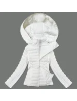 Bílá dámská bunda z různých spojených materiálů J Style (16M9225-281)
