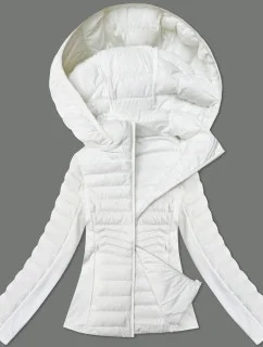 Bílá dámská bunda z různých spojených materiálů J Style (16M9225-281)