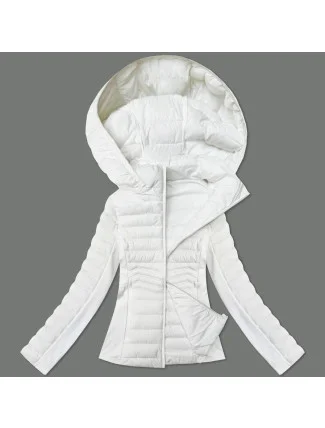 Bílá dámská bunda z různých spojených materiálů J Style (16M9225-281)