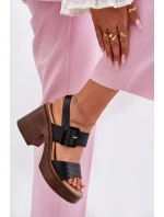 Dámské sandály na masivním podpatku a platformě Černé Vinceza 17387 Dámské sandály na masivním podpatku a platformě Černé Vinceza 17387