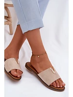 Dámské ploché nazouváky s ozdobným detailem V béžové Nelmira