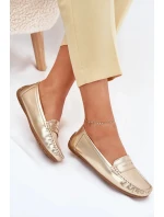 Dámské mokasíny z eko kůže Lenvie – zlaté