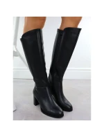 Dámské černé kožené kozačky na podpatku Sergio Leone KZ25224-S