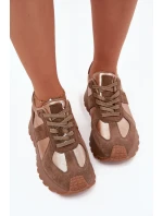 Dámské Zateplené Sneakersy Na Platformě Big Star OO274A218 HI-POLY SYSTEM Hnědé