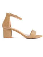 Dámské sandály na širokém podpatku BL435 Zlatá - Lady Glory