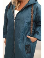 Dámská bunda Plus Size prošívaná s kapucí a nápisem HOPE mořská