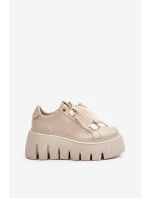 Dámské tenisky na masivní podrážce se zlatou ozdobou CheBello 4530 Béžové Dámské tenisky na masivní podrážce se zlatou ozdobou CheBello 4530 Béžové