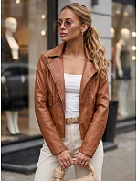 Dámská hnědá kožená bunda ve stylu Ramones od FashionStreet TY5715