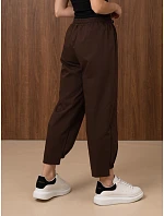 Dámské jogger kalhoty s gumou v pase, čokoládová barva, FashionStreet UY3155 Dámské jogger kalhoty s gumou v pase, čokoládová barva, FashionStreet UY3155
