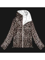 Dwustronna pikowana kurtka ze stójką Goodlookin biała-panterka (B8579-26)