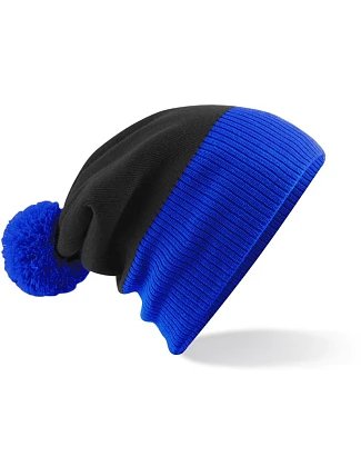 Beechfield B 451 2-barevná pletená čepice s bambulí 53.0451 black/bright royal
