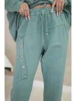 Oversize bavlněný komplet teplákové + kalhoty tmavá máta