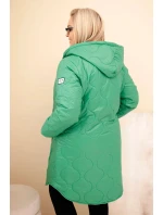 Dámská zimní prošívaná bunda Plus Size s kapucí světle zelená