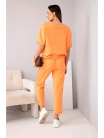 Dámský komplet z viskózy máslový s krátkým rukávem a kalhotami s ohrnutým lemem oranžový