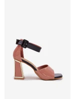 Lakované Dámské Sandály Na Podpatku Vinceza 20266 Růžové