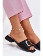 Elegantní Dámské Sandály Na Klínku Se Zlatým Detailem 62229 Černé Vinceza