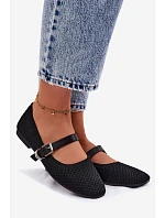 Textilní baleríny s páskem a přezkou Jelisa