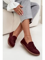 Kožené semišové mokasíny typu barefoot Zazoo – bordó