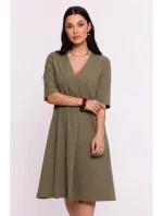 Dámské šaty B280 olivově zelené - BeWear Dámské šaty B280 olivově zelené - BeWear