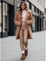 Dámský zimní kabát z plyšové kožešiny velbloudí barvy FashionStreet NY0758z