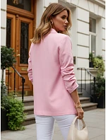 Klasické dámské sako s nařasenými rukávy, růžové, FashionStreet PY0150 Klasické dámské sako s nařasenými rukávy, růžové, FashionStreet PY0150
