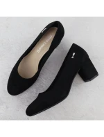 Černé semišové lodičky na jehlovém podpatku Sergio Leone PB178