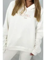 Izolovaná bavlněná souprava, mikina s vyšívacími + kalhotami ecru