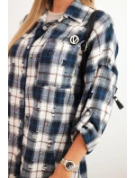 Dámská bavlněná kostkovaná košile s efektem obnošení modrá Dámská bavlněná kostkovaná košile s efektem obnošení modrá