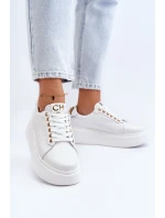 Dámské kožené tenisky na platformě CheBello 4367 bílé