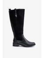 Dámské Zateplené Kozačky Před Kolena Na Zip Černé Ivasira