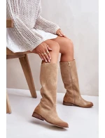 Semišové Kozačky Do Poloviny Lýtka Na Zip Bežové Lewski 3616 Semišové Kozačky Do Poloviny Lýtka Na Zip Bežové Lewski 3616