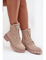 Dámské workery s krystaly na jazyku béžové Rosira