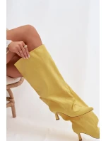 Kozačky s širokým horním dílem a záhyby na podpatku Žluté Harela