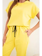 Bavlněný komplet halenka + kalhoty žlutý