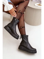 Zazoo 60369 Dámské Kožené Botky Na Platformě Černé Zazoo 60369 Dámské Kožené Botky Na Platformě Černé