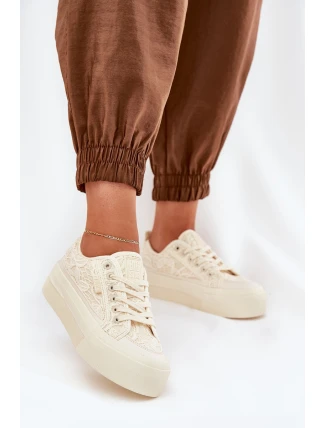 Dámské Krajkové Tenisky Big Star RR274746 Béžové