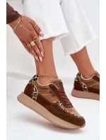 Dámské Semišové Tenisky Big Star OO274A313 HI-POLY SYSTEM Hnědé Leopardí