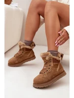 Semišové Sněhule Dámské Na Platformě S Kožíškem Big Star SS274370 Camel