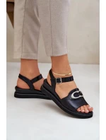 Dámské lakované sandály na klínku s ozdobou Černé Salianes