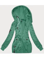 Zelená dámská rozepínací mikina se vzorem hvězdiček (2313)