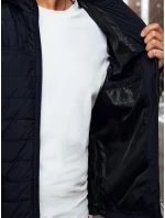 Pánská přechodná prošívaná bunda s kapucí tmavě modrá FashionStreet TX4999