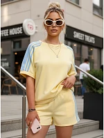 Dámská viskózová souprava s motýlem a šortkami žlutá FashionStreet AY1181